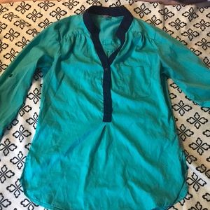 Mint/navy blue blouse